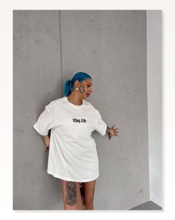 Baskı Detaylı Unisex Günlük Stil Beyaz Soft Touch Oversize Tişört