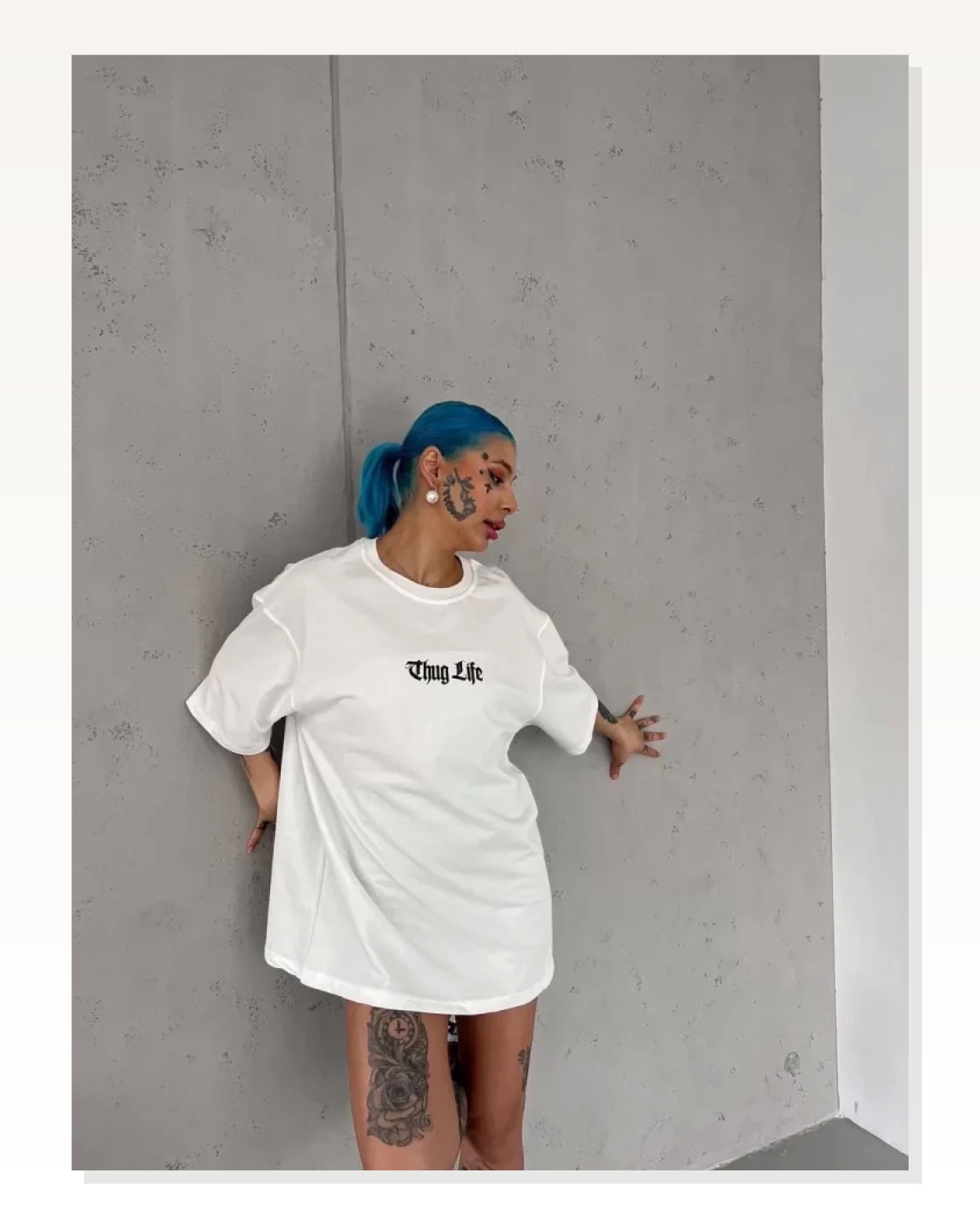 Baskı Detaylı Unisex Günlük Stil Beyaz Soft Touch Oversize Tişört Marketplace blank