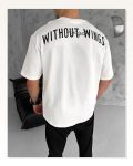 Baskılı Unisex Günlük Stil Beyaz Modern Mimari Desen Oversize Tişört
