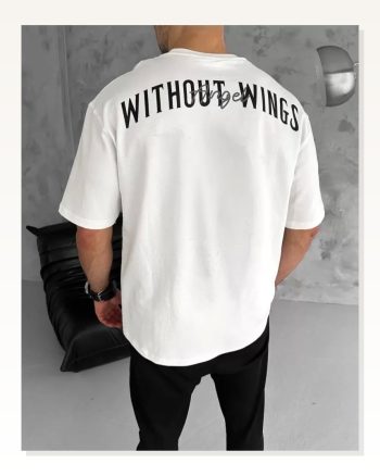 Baskılı Unisex Günlük Stil Beyaz Modern Mimari Desen Oversize Tişört