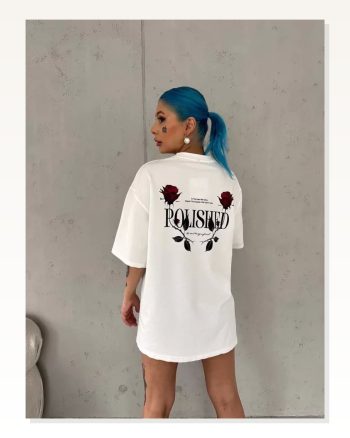 İllüstrasyon Baskılı Unisex Günlük Stil Beyaz Urban Art Oversize Tişört