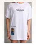 Baskılı Unisex Günlük Stil Beyaz Bulut Efektli Oversize Tişört