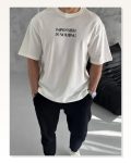 Baskılı Unisex Günlük Stil Beyaz Işık Yansıması Oversize Tişört