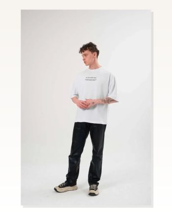 Baskılı Unisex Günlük Stil Beyaz Bisiklet Yaka Oversize Tişört