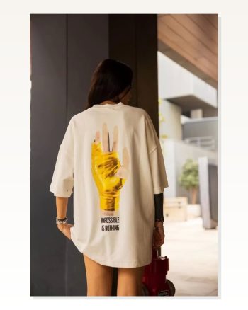 Baskılı Unisex Günlük Stil Beyaz Vintage Poster Oversize Tişört