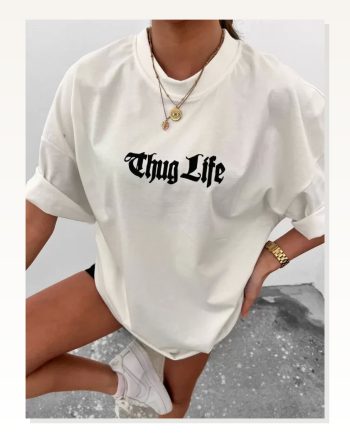 Baskılı Unisex Günlük Stil Beyaz Doğa Figürlü Oversize Tişört