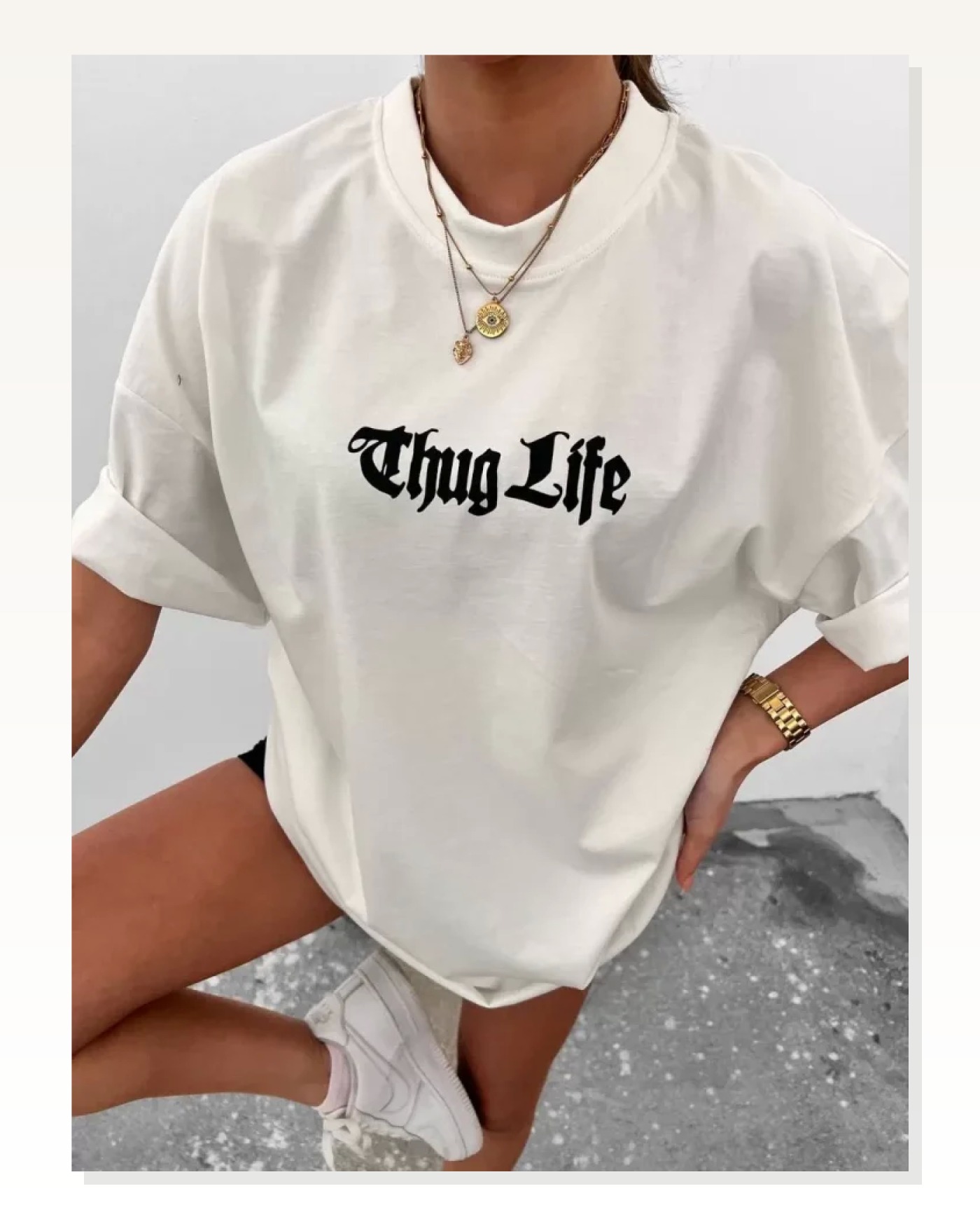 Baskılı Unisex Günlük Stil Beyaz Doğa Figürlü Oversize Tişört Marketplace blank