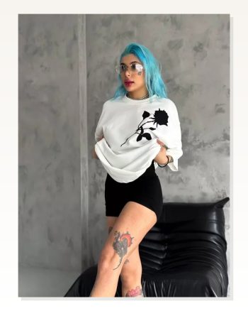 Baskılı Unisex Günlük Stil Beyaz Sahil Esintisi Oversize Tişört