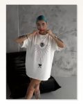 İllüstrasyon Baskılı Unisex Günlük Stil Beyaz Soft Dokulu Tişört