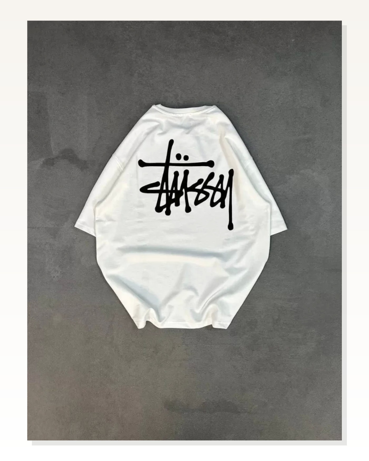 Unisex Günlük Stil Beyaz Minimal Geometrik Çizgili Oversize Tişört Marketplace blank