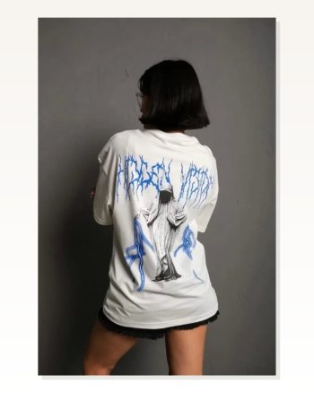 Sanatsal Baskılı Unisex Beyaz Galeri Serisi Oversize Tişört