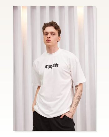Baskılı Unisex Günlük Stil Beyaz Tipografi Tasarım Oversize Tişört