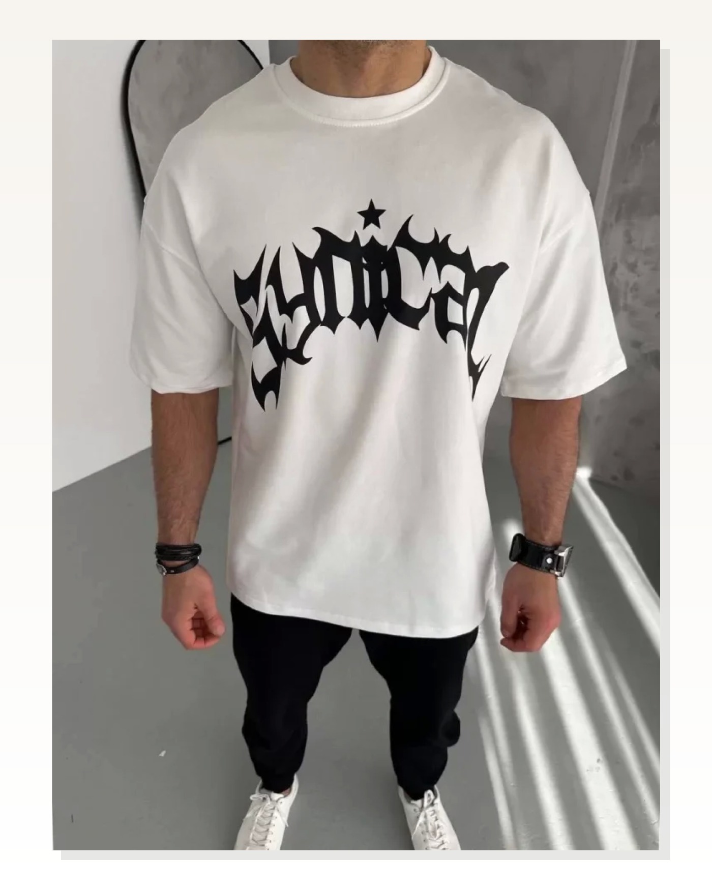 Baskılı Unisex Günlük Stil Beyaz Minimal Desen Rahat Kesim Tişört Marketplace blank
