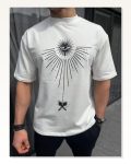 Baskılı Unisex Günlük Stil Beyaz Future Design Oversize Tişört