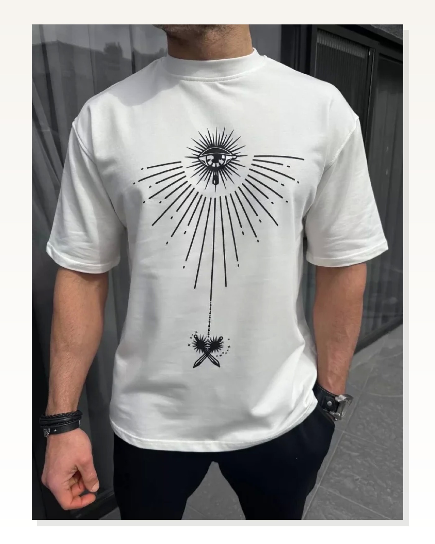 Baskılı Unisex Günlük Stil Beyaz Future Design Oversize Tişört Marketplace blank