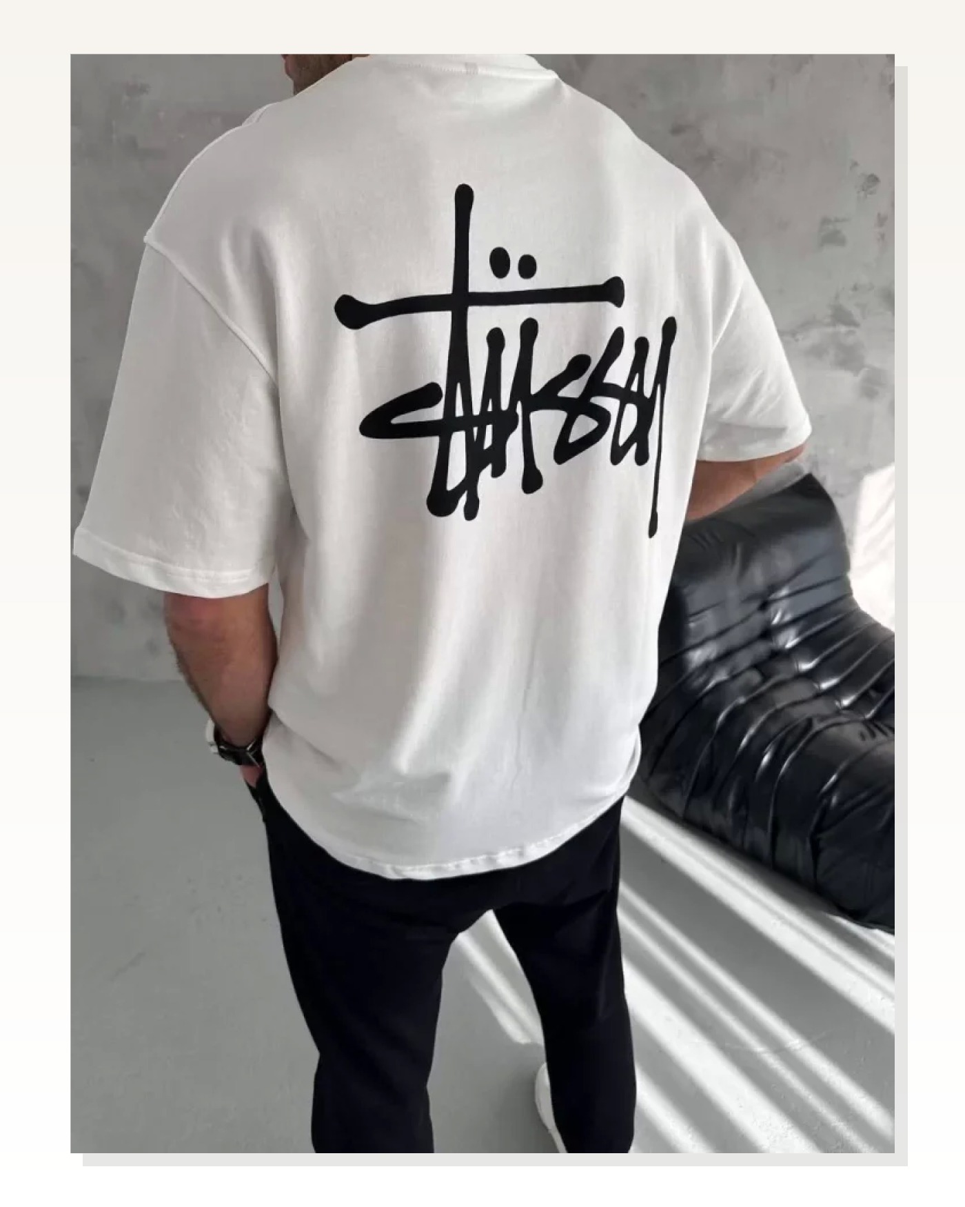 Baskılı Unisex Günlük Stil Beyaz Abstract Sanat Oversize Tişört Marketplace blank