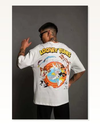 Baskılı Unisex Günlük Stil Beyaz Basic Logo Rahat Kesim Tişört
