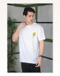 Baskı Detaylı Unisex Günlük Stil Tipografi Beyaz Pamuklu Oversize Tişört