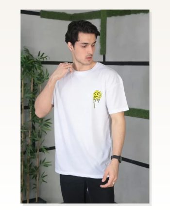 Baskı Detaylı Unisex Günlük Stil Tipografi Beyaz Pamuklu Oversize Tişört