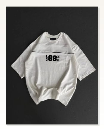 Baskılı Unisex Günlük Stil Beyaz Bisiklet Yaka Oversize Tişört