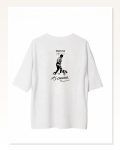 Baskılı Unisex Günlük Stil Beyaz Bisiklet Yaka Oversize Tişört