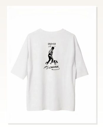 Baskılı Unisex Günlük Stil Beyaz Bisiklet Yaka Oversize Tişört