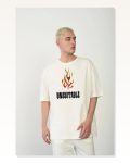 Baskılı Unisex Günlük Stil Beyaz Bisiklet Yaka Oversize Tişört