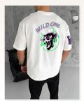Baskılı Unisex Günlük Stil Beyaz Bisiklet Yaka Oversize Tişört Marketplace