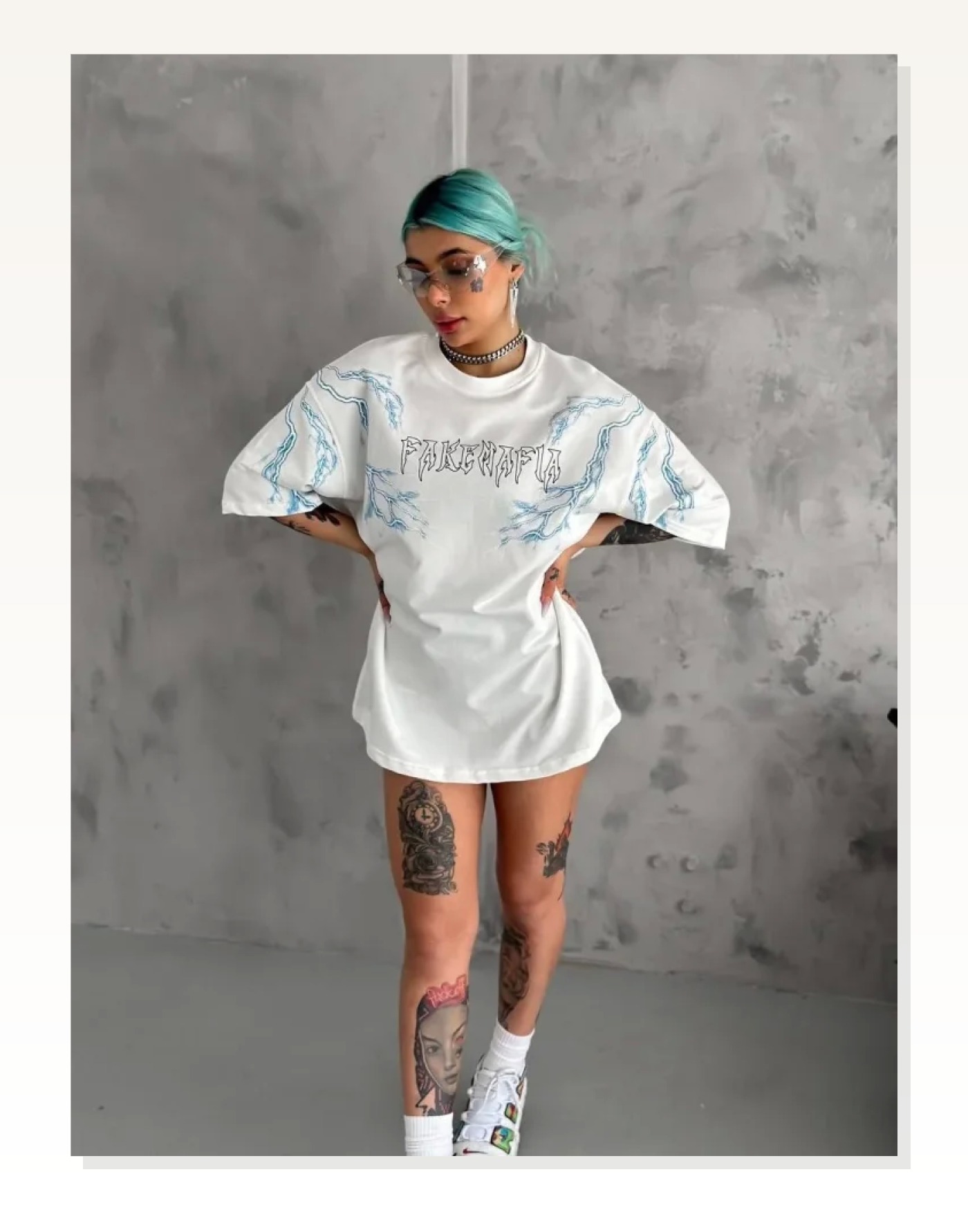 Baskılı Unisex Günlük Stil Beyaz Bisiklet Yaka Oversize Tişört Marketplace blank