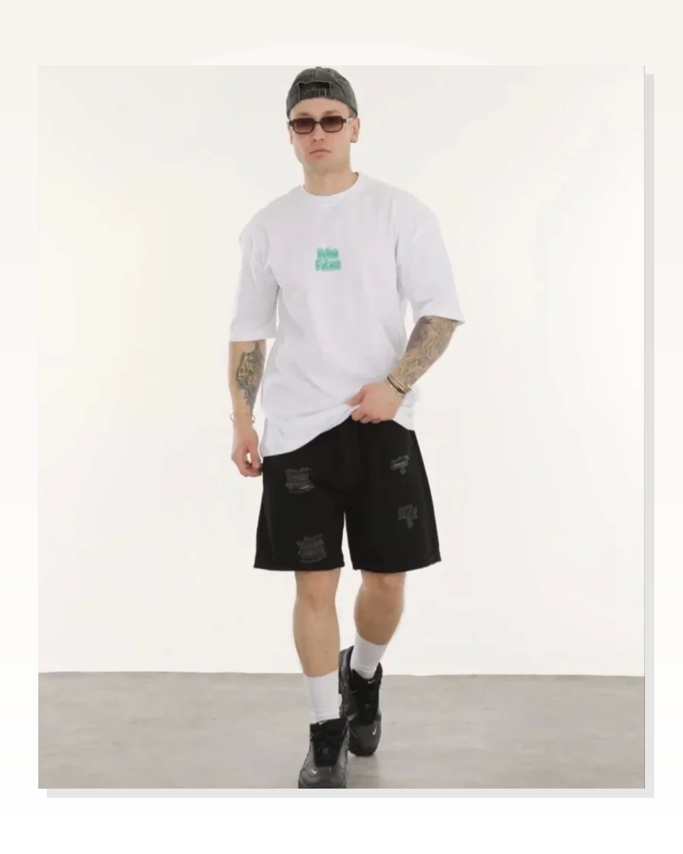 Baskılı Unisex Günlük Stil Beyaz Bisiklet Yaka Oversize Tişört Marketplace blank
