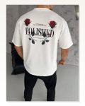 Baskılı Unisex Günlük Stil Beyaz Bisiklet Yaka Oversize Tişört Marketplace