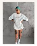 Kadın Baskılı Günlük Stil Siyah Üç İplik Geometrik Form Bisiklet Yaka Sweatshirt