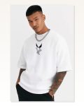 Baskılı Unisex Beyaz Minimalist Karakter Pamuklu Oversize Tişört Marketplace