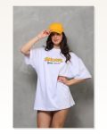 Baskılı Unisex Günlük Stil Beyaz Soft Cotton Dokulu Oversize Tişört