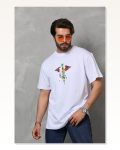 Baskılı Unisex Günlük Stil Beyaz Nordik Desen Pamuklu Oversize Tişört