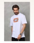 Unisex Beyaz Minimalist Karakter İllüstrasyonlu Oversize Tişört Marketplace