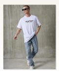 Baskılı Unisex Günlük Stil Beyaz Bisiklet Yaka Oversize Tişört