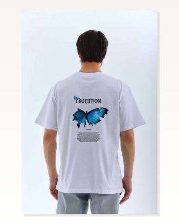 Baskılı Unisex Günlük Stil Beyaz Vintage Poster Oversize Tişört