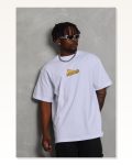 Desenli Unisex Beyaz Retro İllüstrasyon Oversize Tişört Marketplace