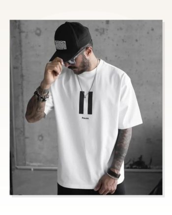 Unisex Beyaz Modern Sanat Formlu Tişört