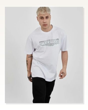 Baskılı Unisex Günlük Stil Beyaz Bisiklet Yaka Oversize Tişört