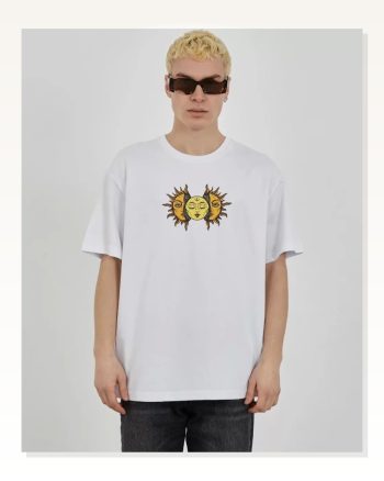 Desenli Unisex Günlük Stil Beyaz Optik Grafik Tişört