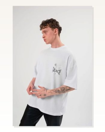 Grafik Baskılı Unisex Günlük Stil Beyaz Kristal Doku Tişört