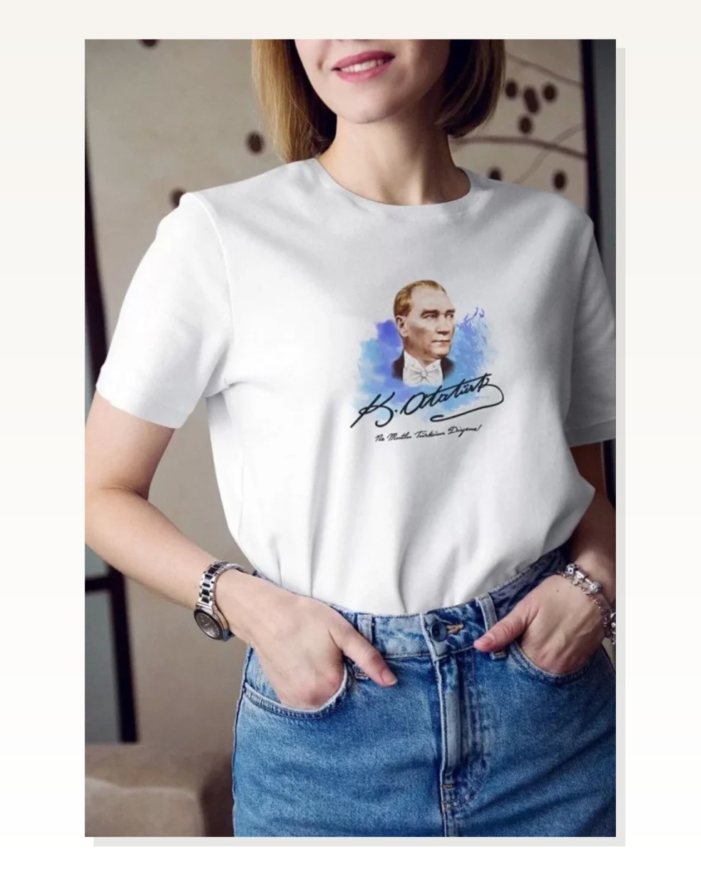 Baskılı Unisex Günlük Stil Beyaz Sanat Serisi Minimal Tişört Marketplace