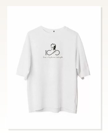 Baskılı Unisex Günlük Stil Beyaz Fine Line Minimal Oversize Tişört