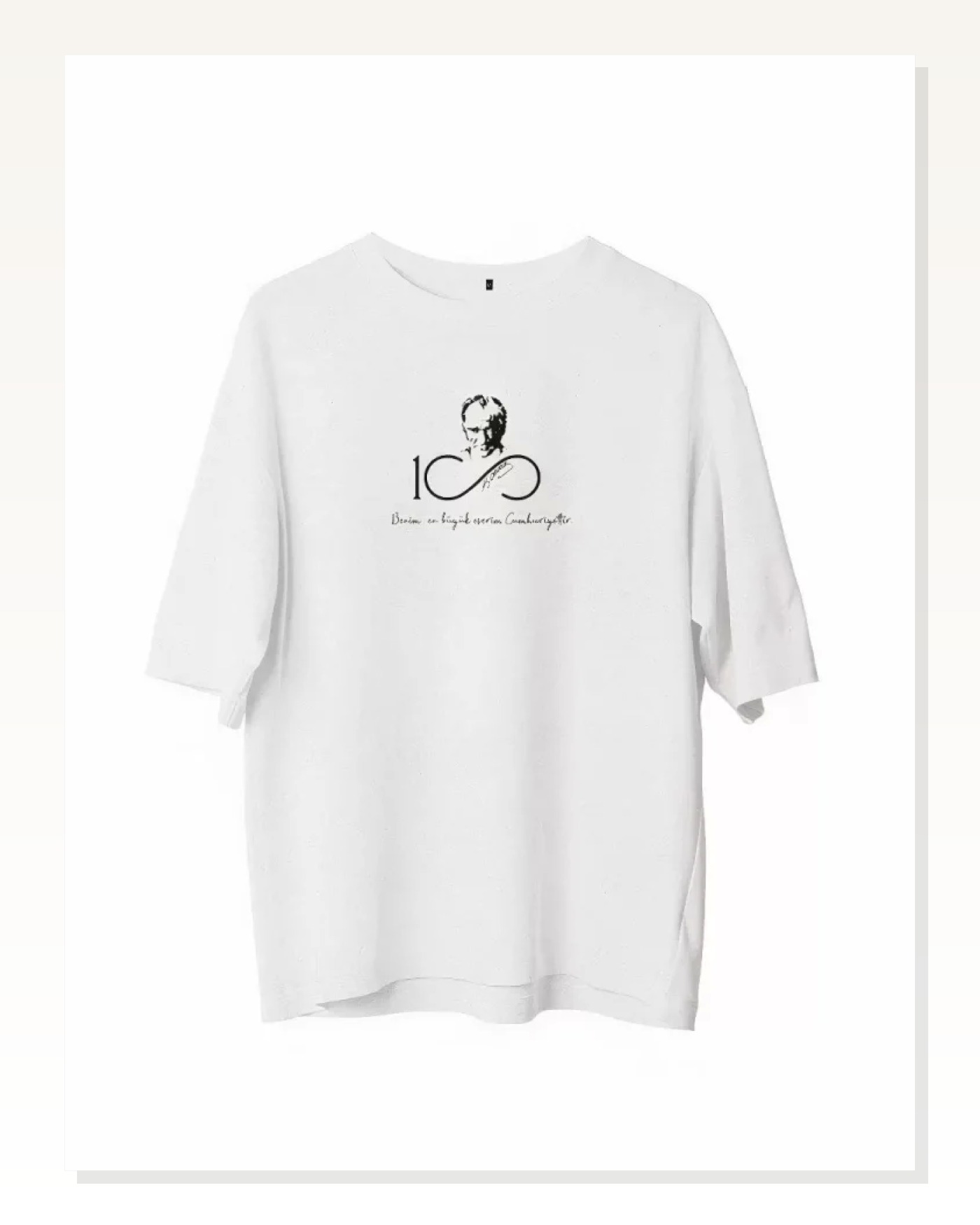 Baskılı Unisex Günlük Stil Beyaz Fine Line Minimal Oversize Tişört Marketplace blank