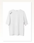 İllüstrasyon Baskılı Unisex Günlük Stil Beyaz Kanvas Doku Oversize Tişört