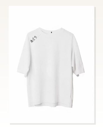 İllüstrasyon Baskılı Unisex Günlük Stil Beyaz Kanvas Doku Oversize Tişört