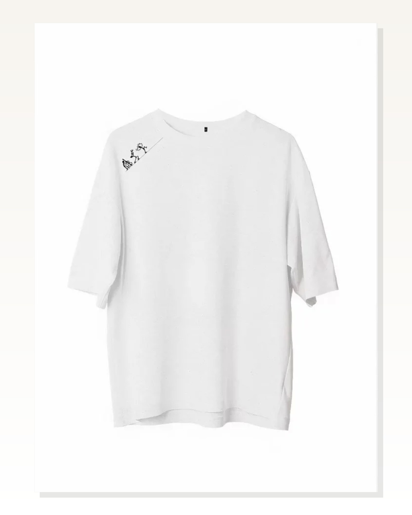 İllüstrasyon Baskılı Unisex Günlük Stil Beyaz Kanvas Doku Oversize Tişört Marketplace blank