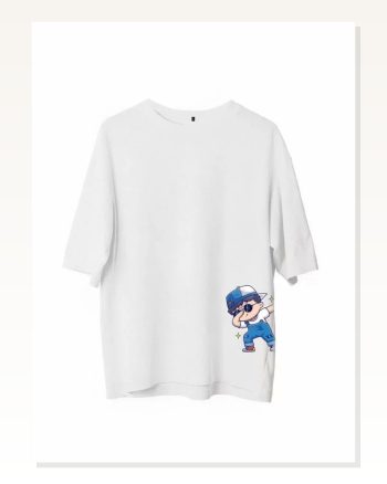 Soft Dokulu Unisex Günlük Stil Beyaz Arktik Seri Oversize Tişört